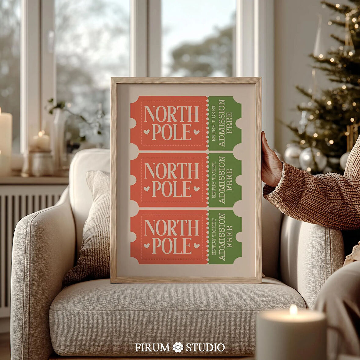 Kuzey Kutbu Giriş Bileti Duvar Sanatı, Sevimli ve İlginç Noel Tatili Dekoru