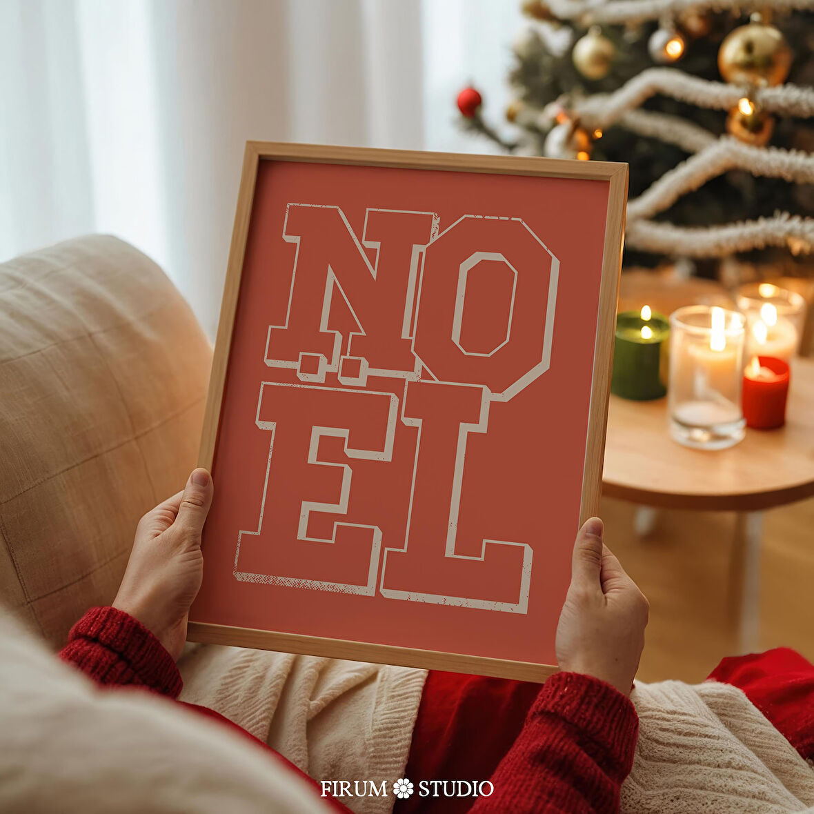 Modern Noel Duvar Sanatı, Cesur Kırmızı Tatil Tipografisi