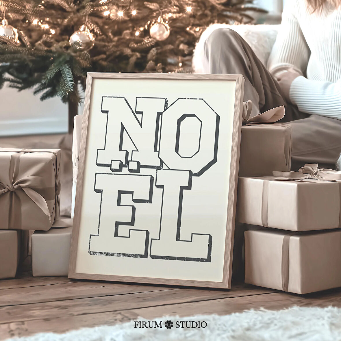 NOEL Nötr Noel Duvar Sanatı, Minimalist Tatil Tipografisi Dekoru