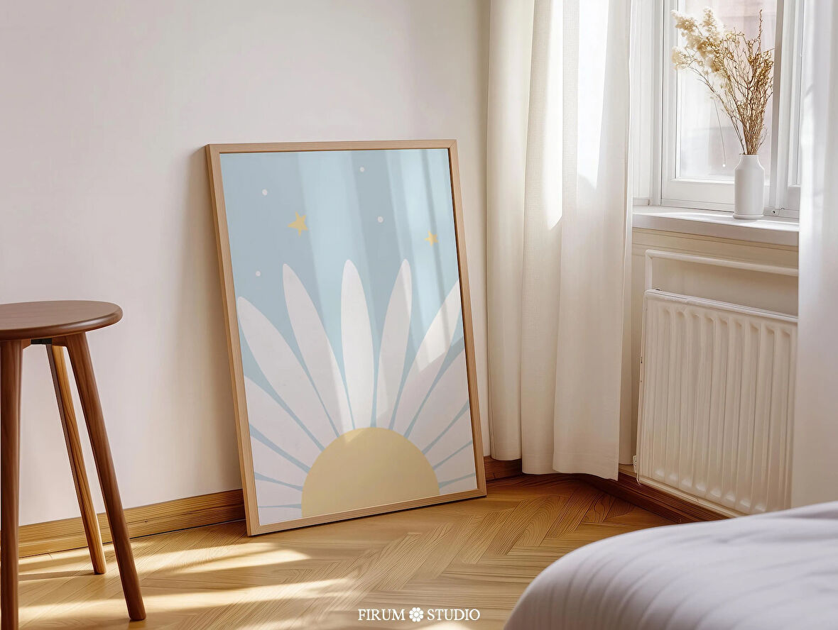 Papatya Duvar Sanatı, Çiçek Sanatı, Danimarka Pastel Çocuk Odası Dekoru