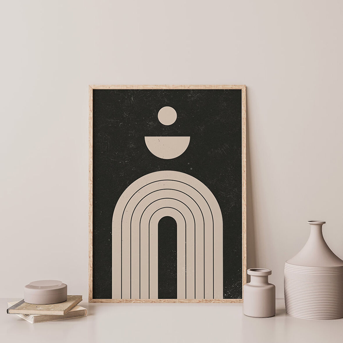 Geometrik Duvar Sanatı, Orta Yüzyıl Modern, Bej Sanatı, Minimalist Çizgi Sanatı