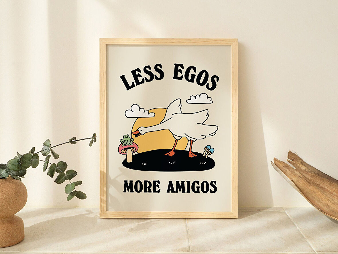 Dost Kaz Duvarı, Retro Kurbağa İllüstrasyonu, 70'ler, Cottagecore Olumlu Alıntı