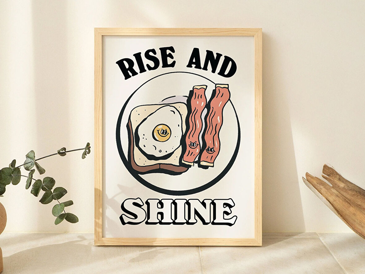 Sevimli Mutfak Duvarı, Retro Yemek Duvar Dekoru, Büyük Kahvaltı Sanatı