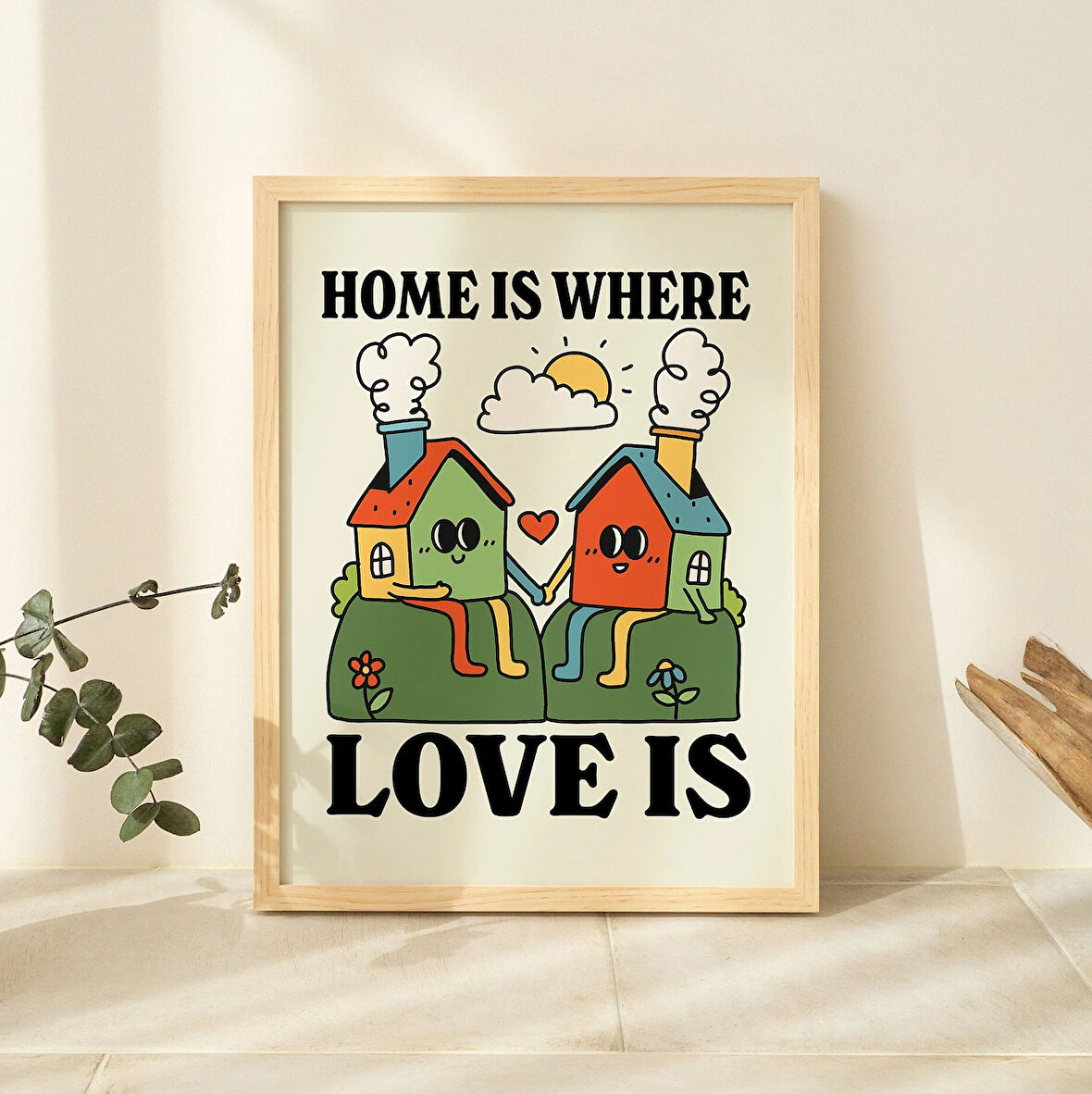 Renkli Ev, Evim Güzel Evim Posteri, Yazdırılabilir Ev Dekoru