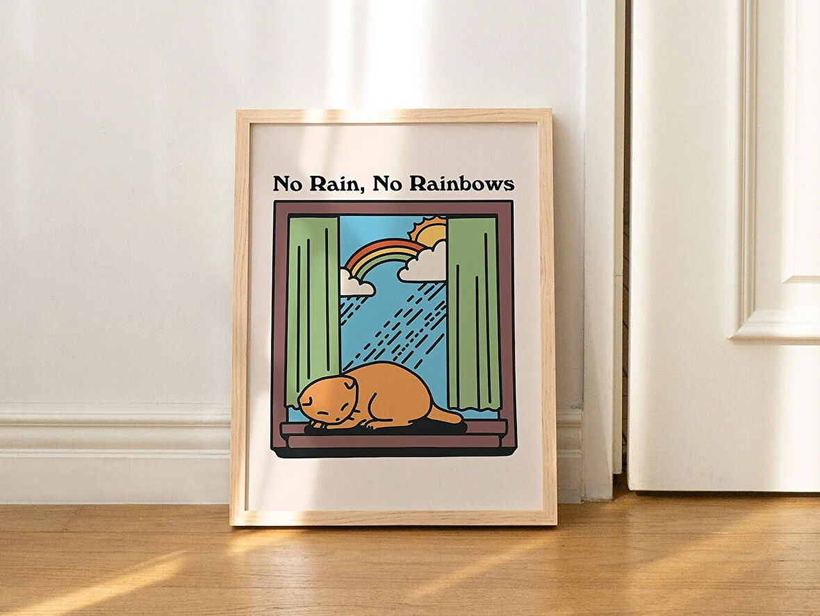 Retro Kedi Maksimalist Duvar, Olumlama Sanatı, Retro Duvar Dekoru