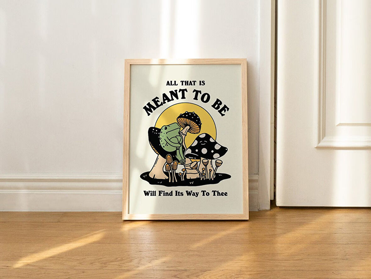 Kurbağa Mantar Duvarı, Retro Kurbağa Posteri, Olumlu Alıntı, Trend Duvar Sanatı
