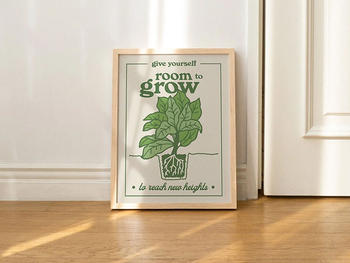 Retro Bitki Posteri, Estetik Botanik, Çiçek İllüstrasyonları, Yeşil Duvar Dekoru