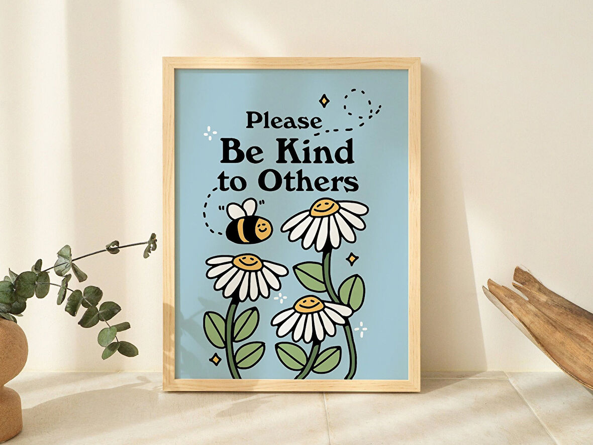 Arı Çiçek Duvarı, Nazik Olun, Retro Çiçek Duvar Dekoru, Çiçek Sanatı