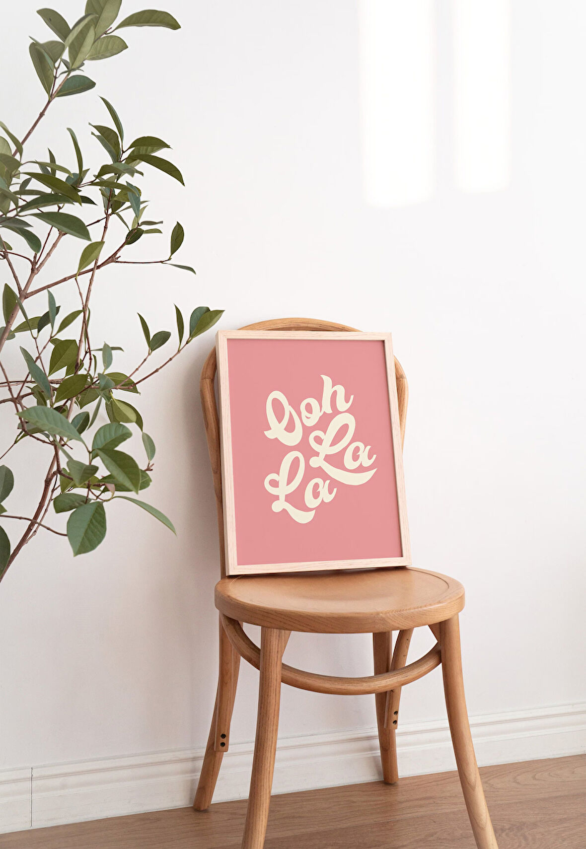 Retro Pembe Poster, Fransız Sanatı, Estetik Sanat Eserleri, Preppy Tipografi Posteri
