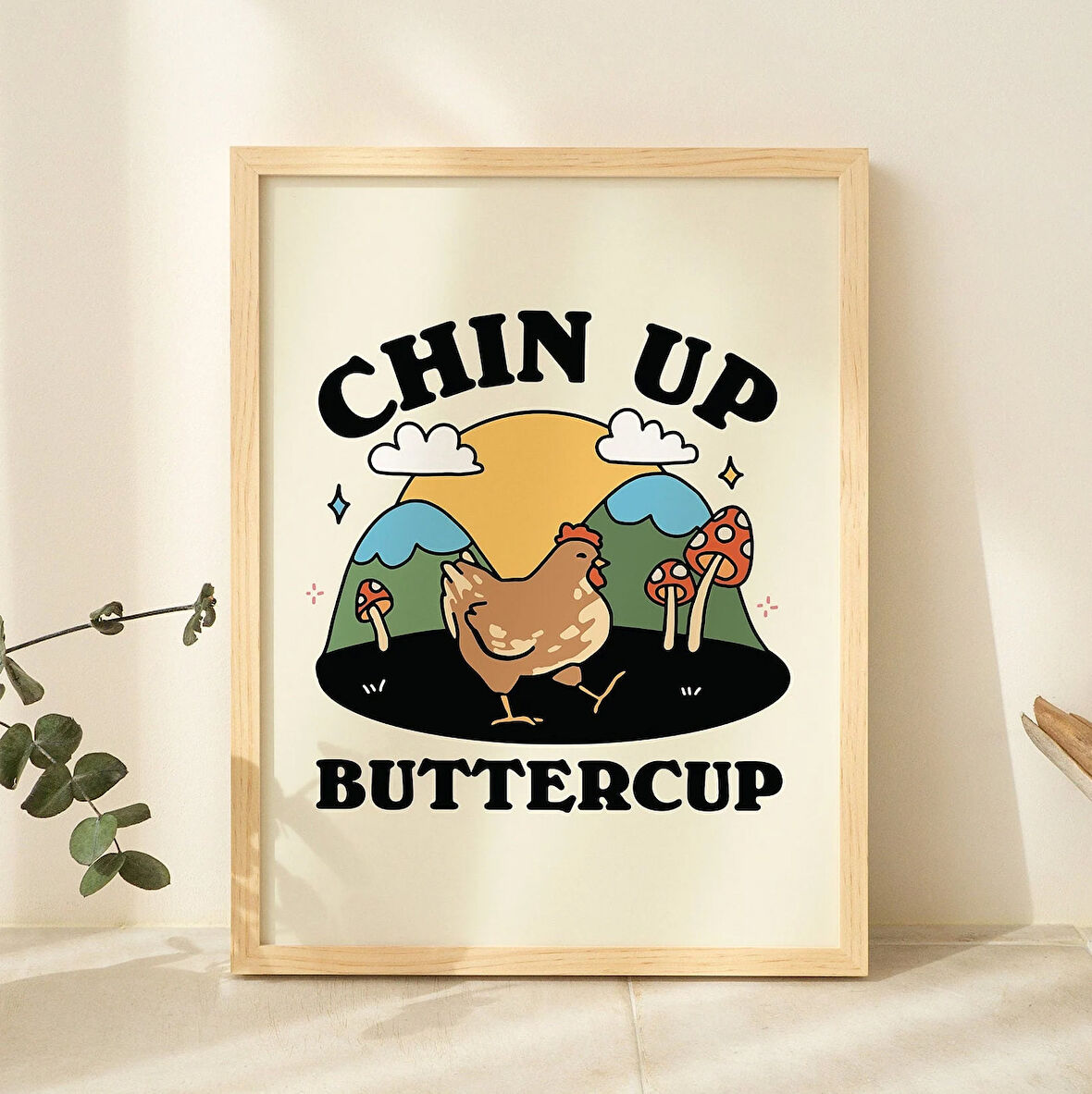 ÇERÇEVELİ Sevimli Tavuk Duvar Baskısı, Motivasyon Sözü, Çiftlik Çocukları Sınıf Posteri