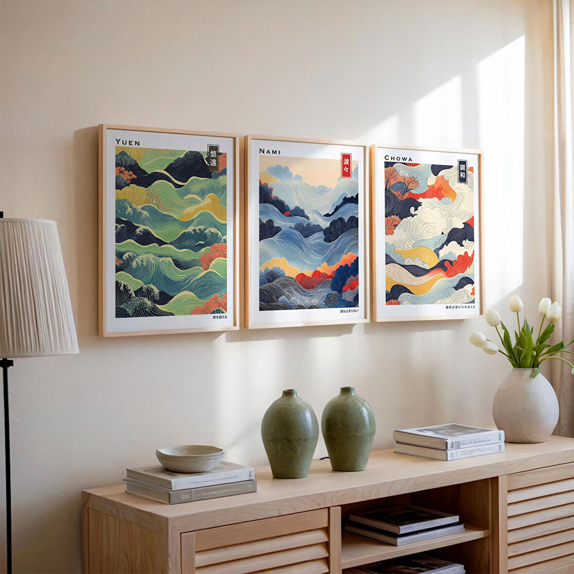 Japandi Duvar Sanatı 3'lü Set, Wabi Sabi Duvar Sanatı, Japon Duvar Sanatı, Duvar Sanatı