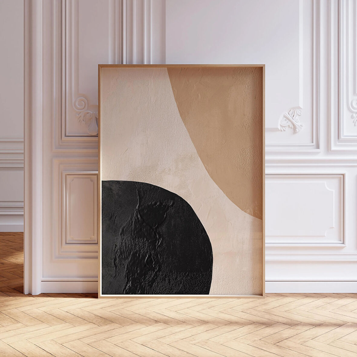 Bej ve Siyah Boho Duvar Sanatı, Minimalist Modern Soyut Poster