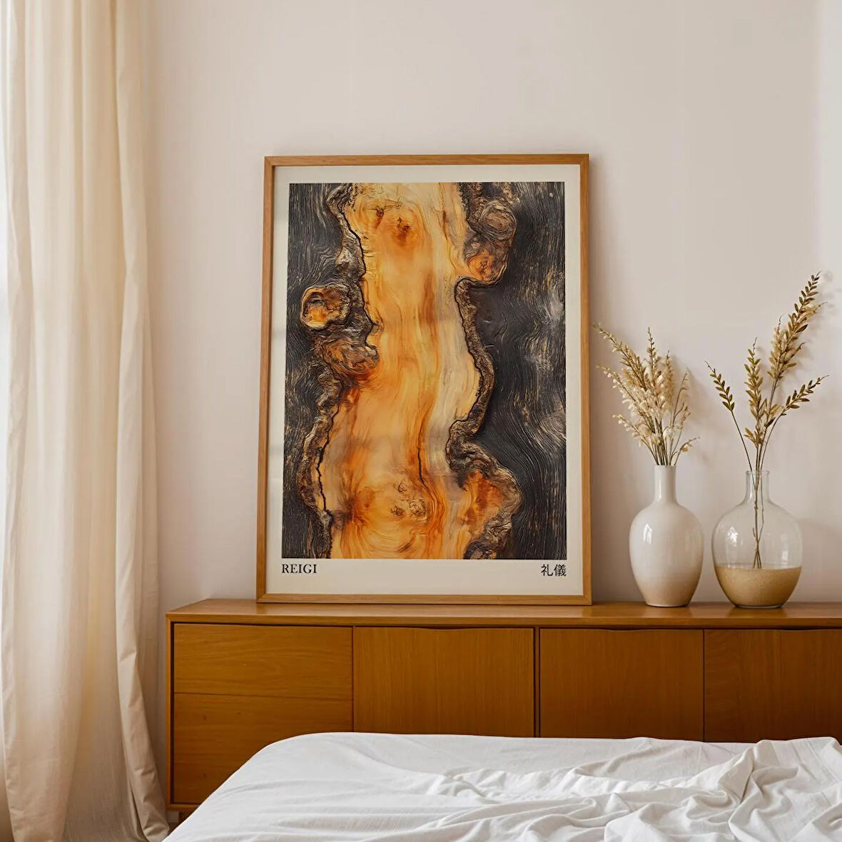 Yanık Portakal Ağacı Halkaları Japandi Duvar Sanatı, Duvar Sanatı, Wabi Sabi Duvar Sanatı, Meditasyon Odası Posteri