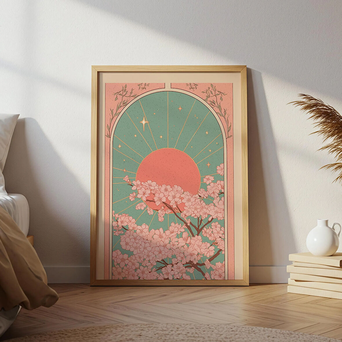 Kiraz Çiçeği Duvar Sanatı, Japon Çiçekleri, Halk Sanatı Baskıları, Japon Sanatı, Bohem Duvar Sanatı