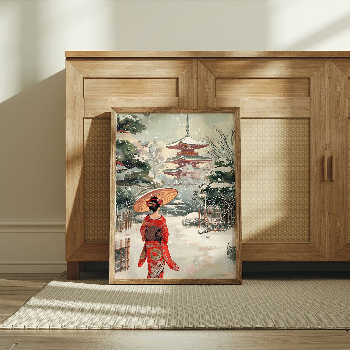 Japon Duvar Sanatı, Japon Sanatı, Şemsiyeli Kadın, Japon Duvar Sanatı