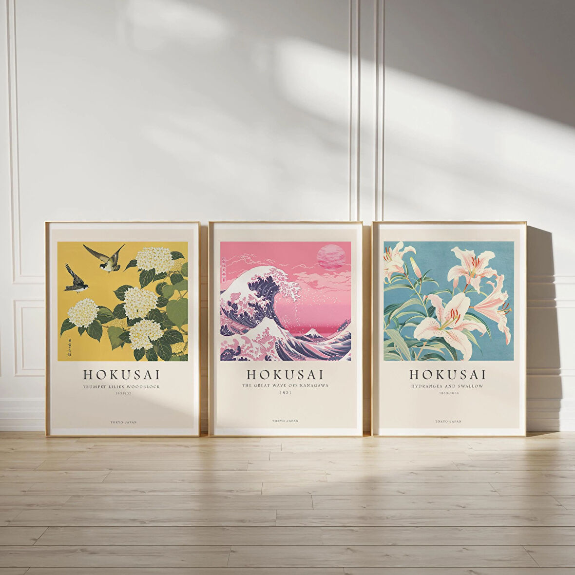 Katsushika Hokusai 3'lü Set, Hokusai, Sergi Posteri, Galeri Duvar Sanatı
