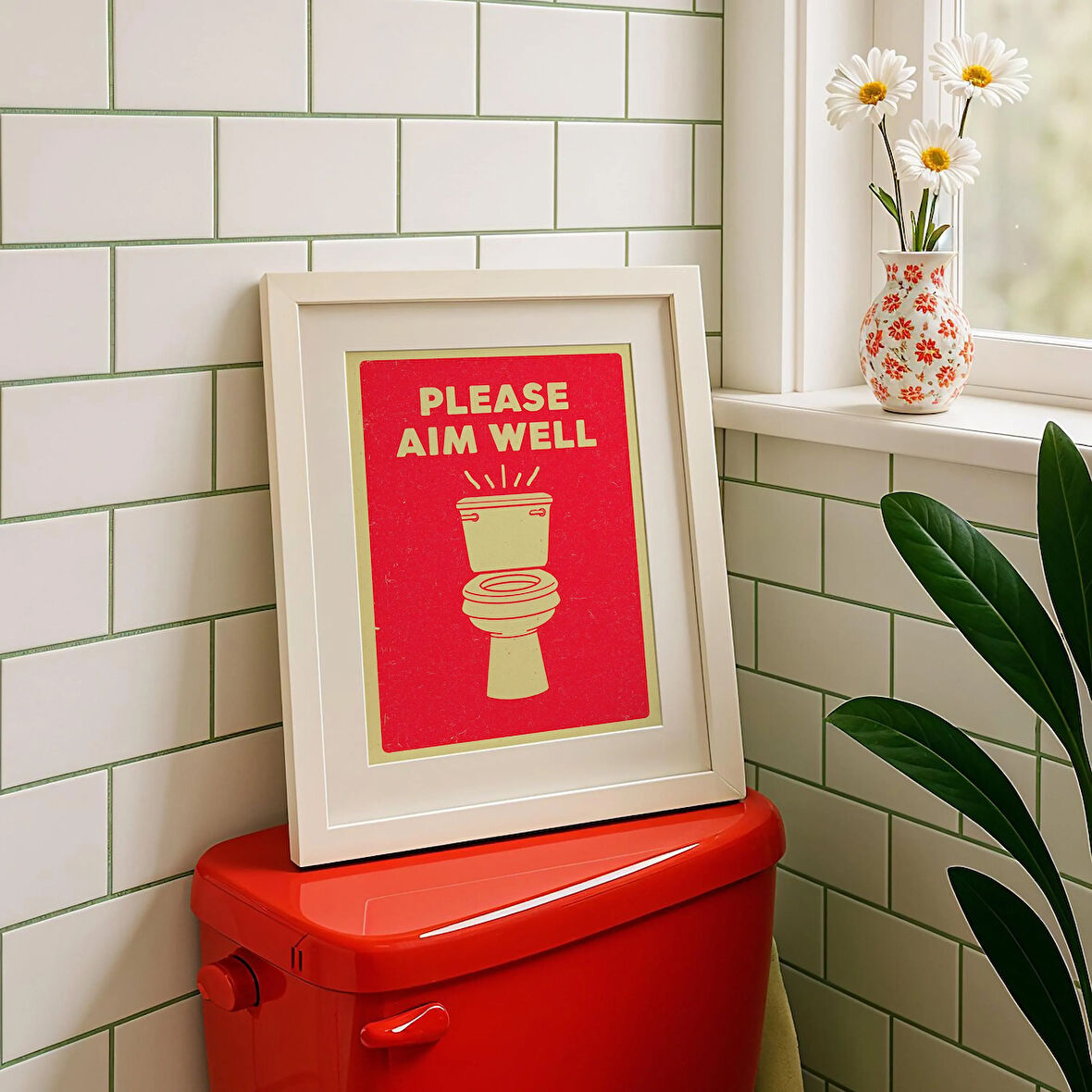 Komik Banyo Tabelası: Retro Tuvalet Mizahı Tuvalet Posteri ( )