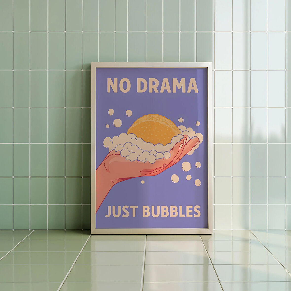 Dram Yok Sadece Kabarcıklar Banyo Duvar Sanatı, Komik Retro Banyo Dekoru