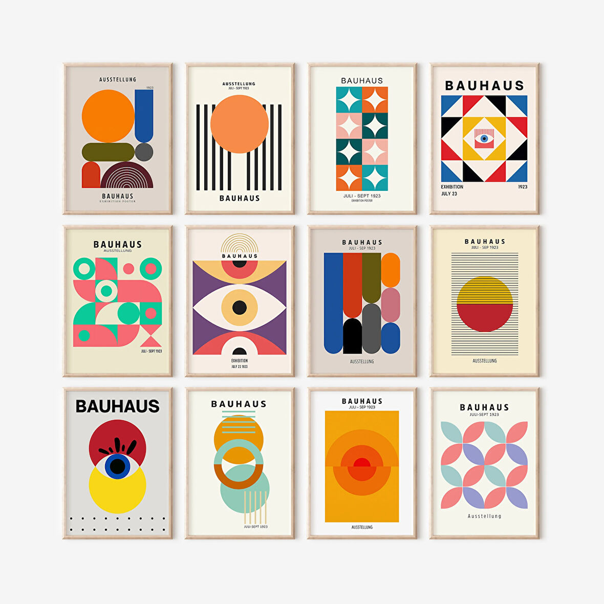 Bauhaus 12'li Set, Bauhaus Poster, Bauhaus, Galeri Duvar Sanatı, Orta Yüzyıl Modern