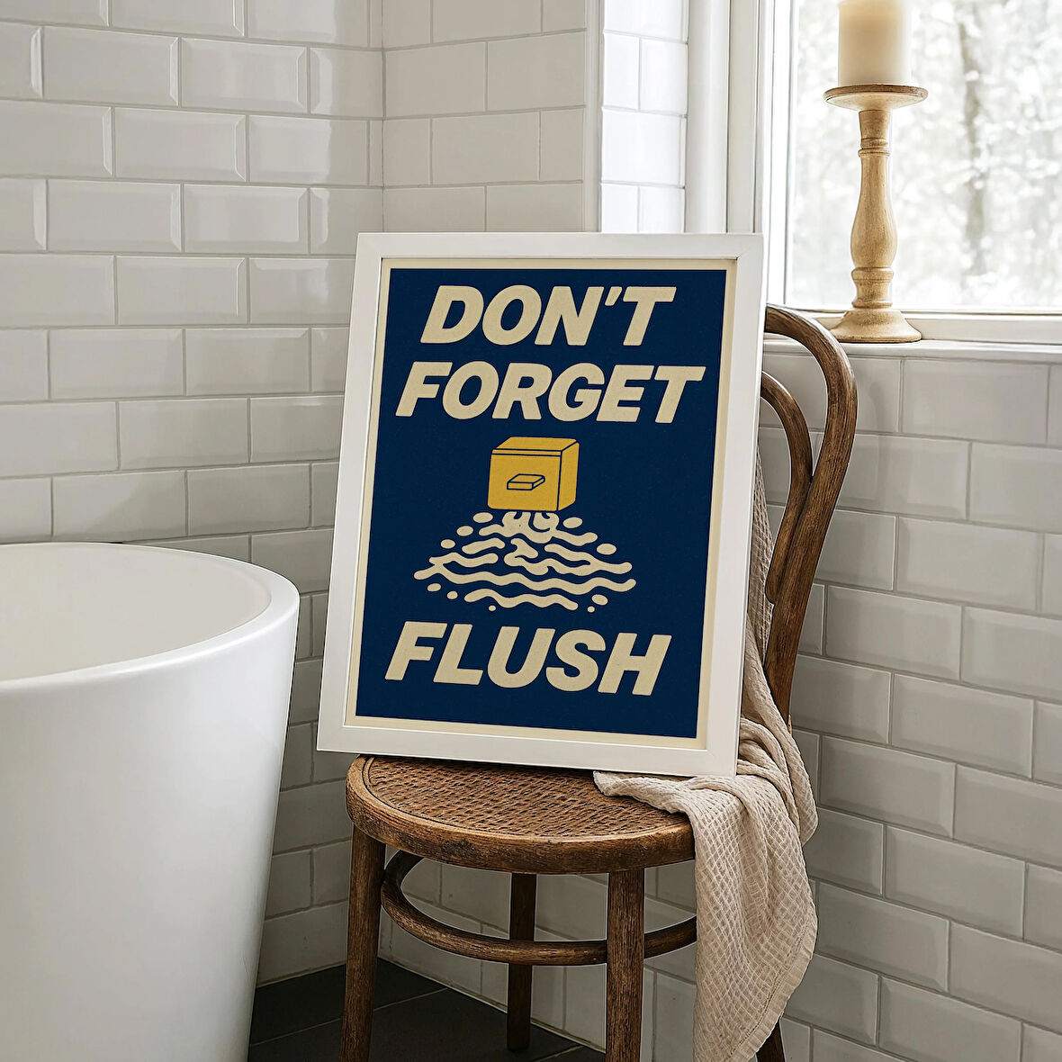 Komik Banyo Tabelası: Retro Tipografi Tuvalet Mizah Posteri ( & )