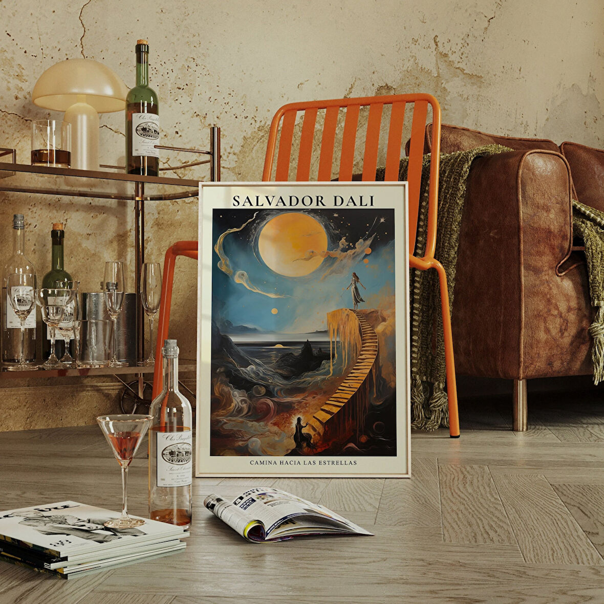 Salvador Dali 'Yıldızlara Yürüyüş' Sürrealist Poster ( )