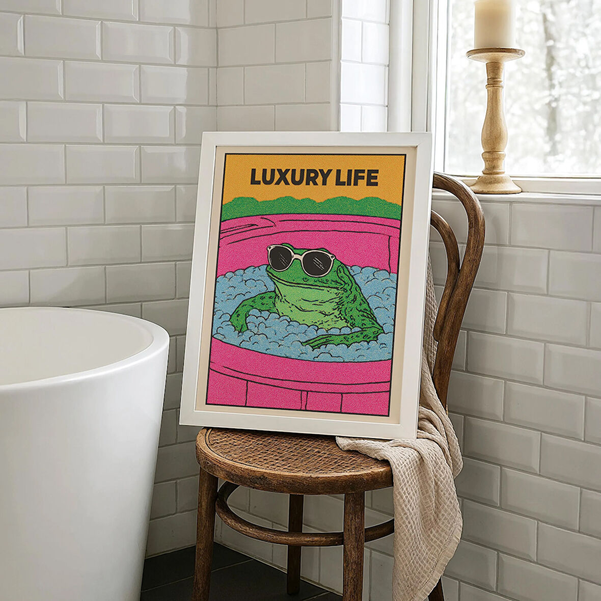 Komik Kurbağa Banyo Sanatı: Retro Pop Art (, / Dosya)