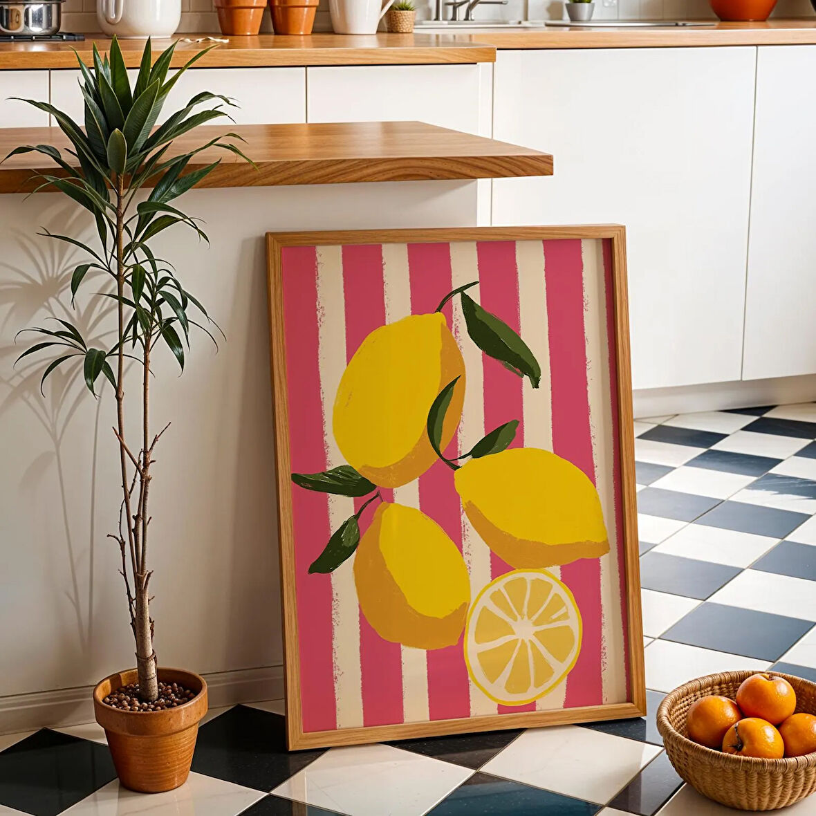 Limonlar ve Pembe Çizgili Mutfak Sanatı ( )