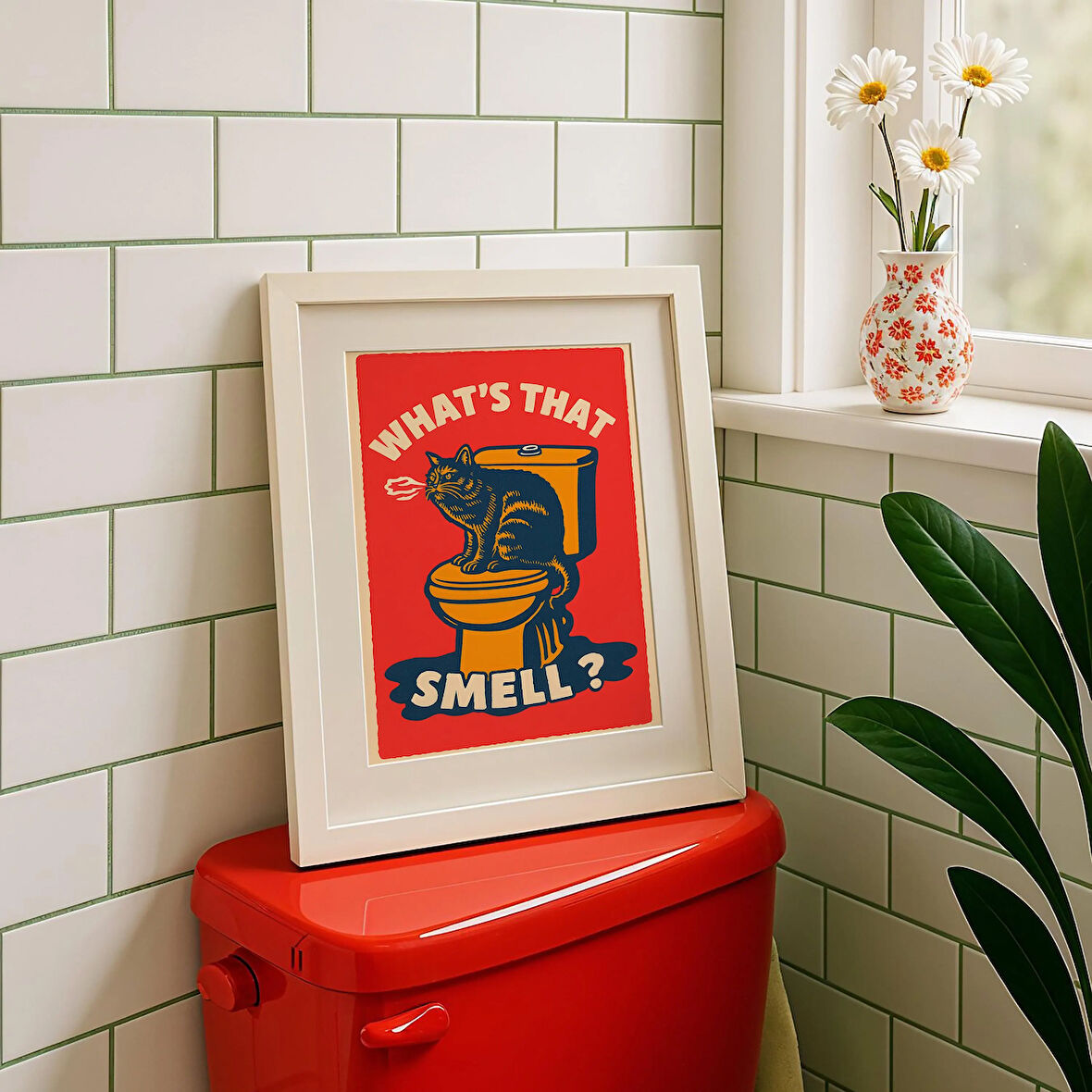 Komik Kedi Banyo Duvar Sanatı: Banyo Posteri ( )