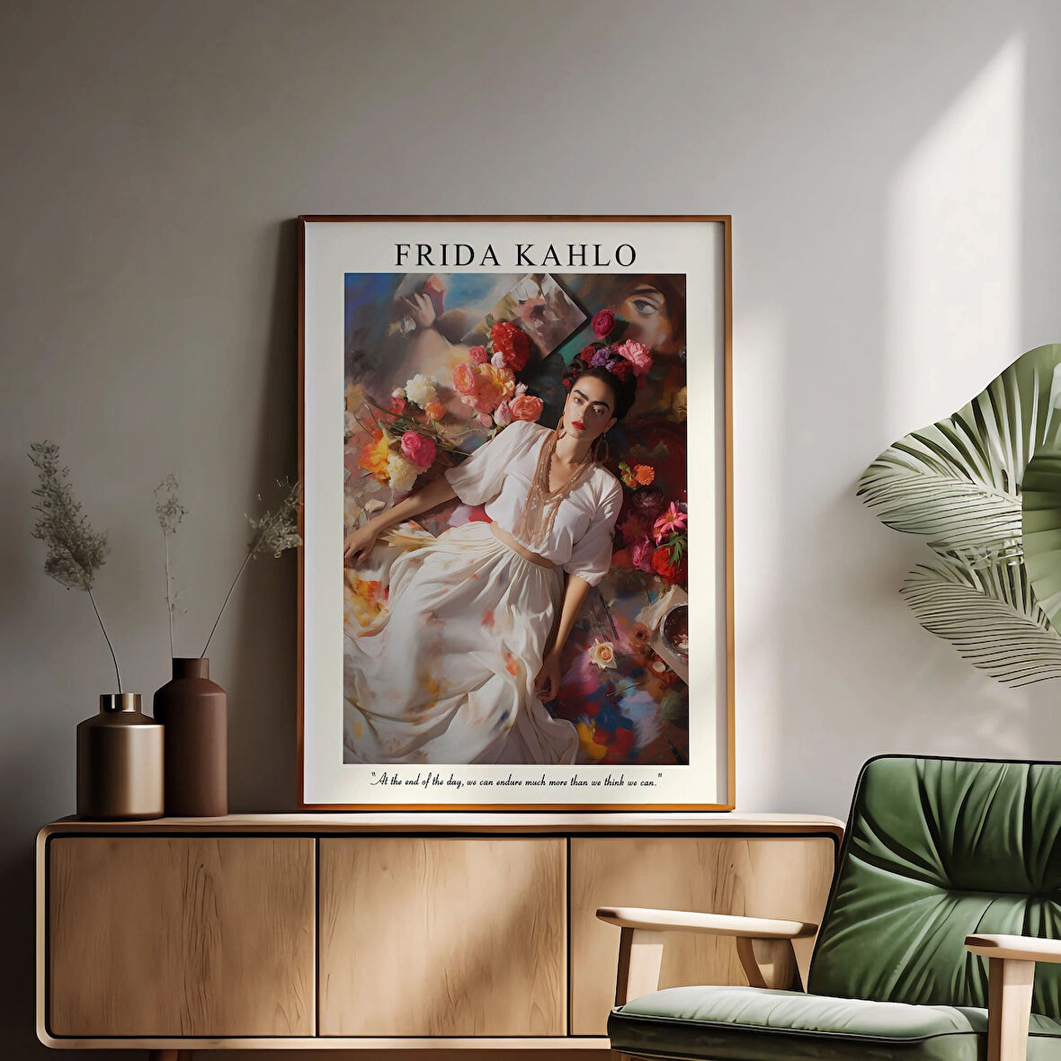 Çiçekler İçinde Benzersiz Frida Kahlo Portresi