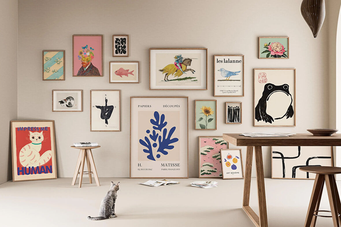 Maksimalist Galeri Duvar Sanatı Seti +130, Eklektik Duvar Sanatı, Trend Duvar Sanatı