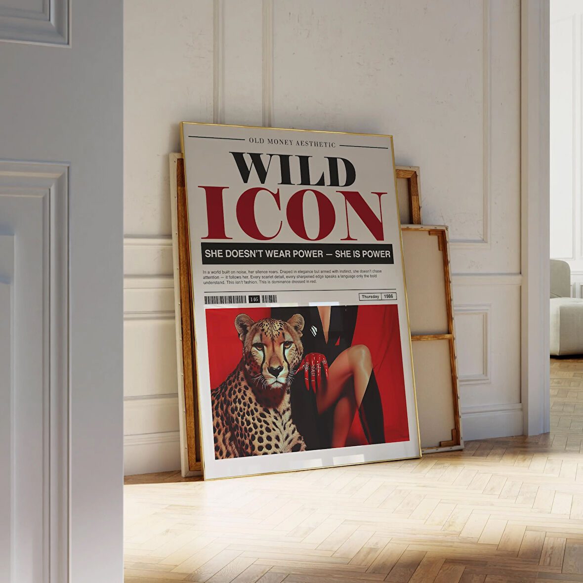 Vahşi Çita Moda Duvar Sanatı, Eski Gazete, Dergi Kapağı, Yurt Odası Dekoru, Trend Gazete