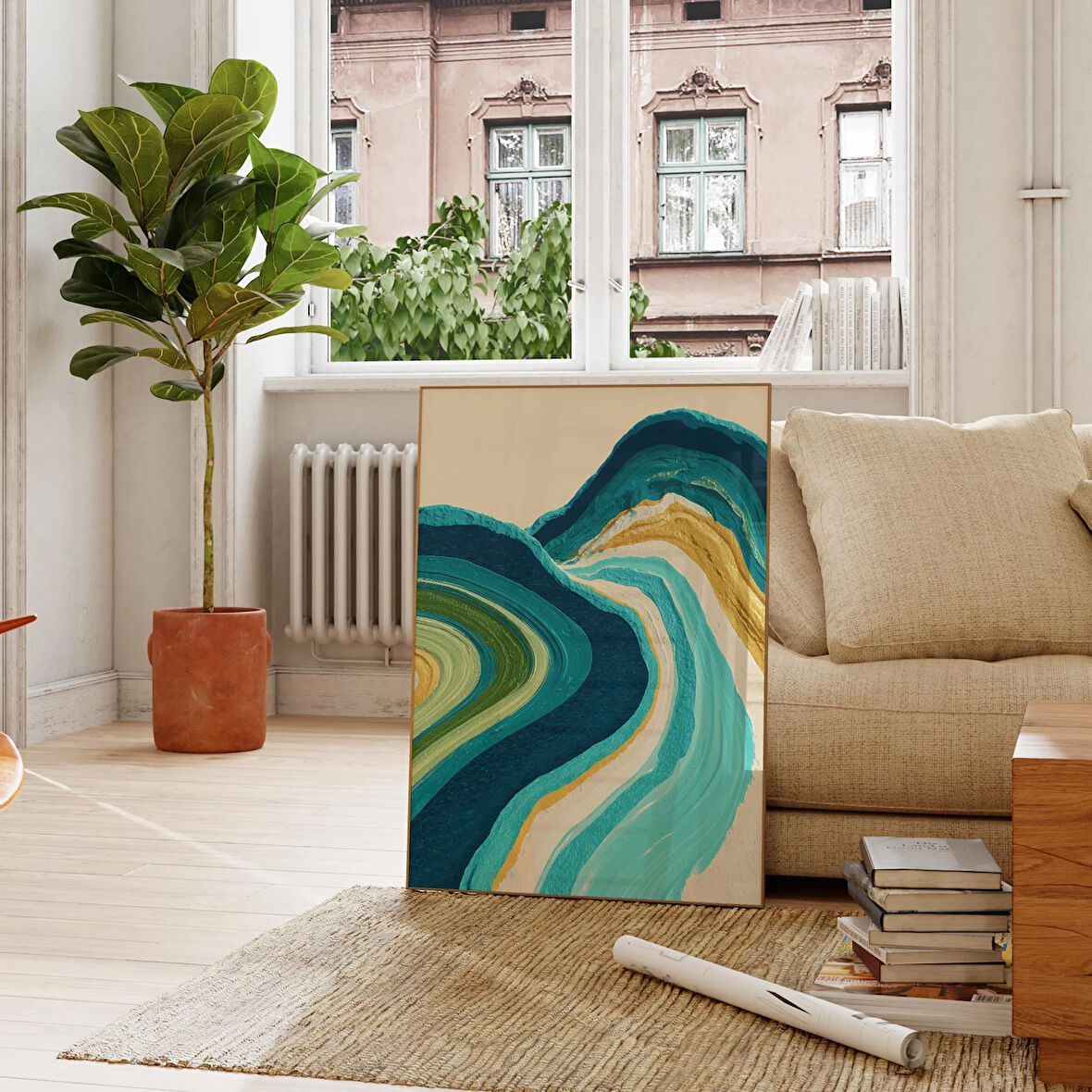 Soyut Kıyı Dalgası Sanatı: Toprak Tonları, Bohem Ev Dekorasyonu (& Dosyalar)