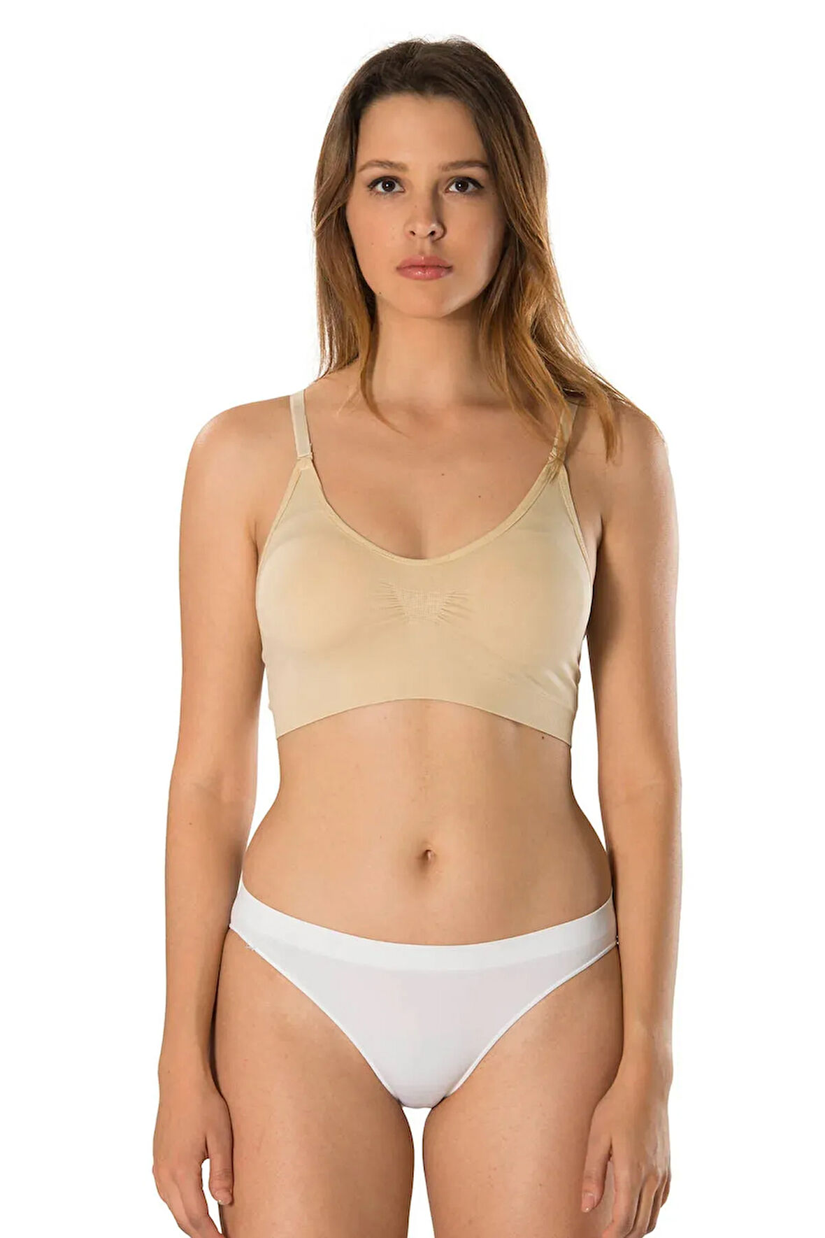 Kadın Ten Ayarlı Ince Askılı Minimizer Toparlayıcı Balensiz Sütyen