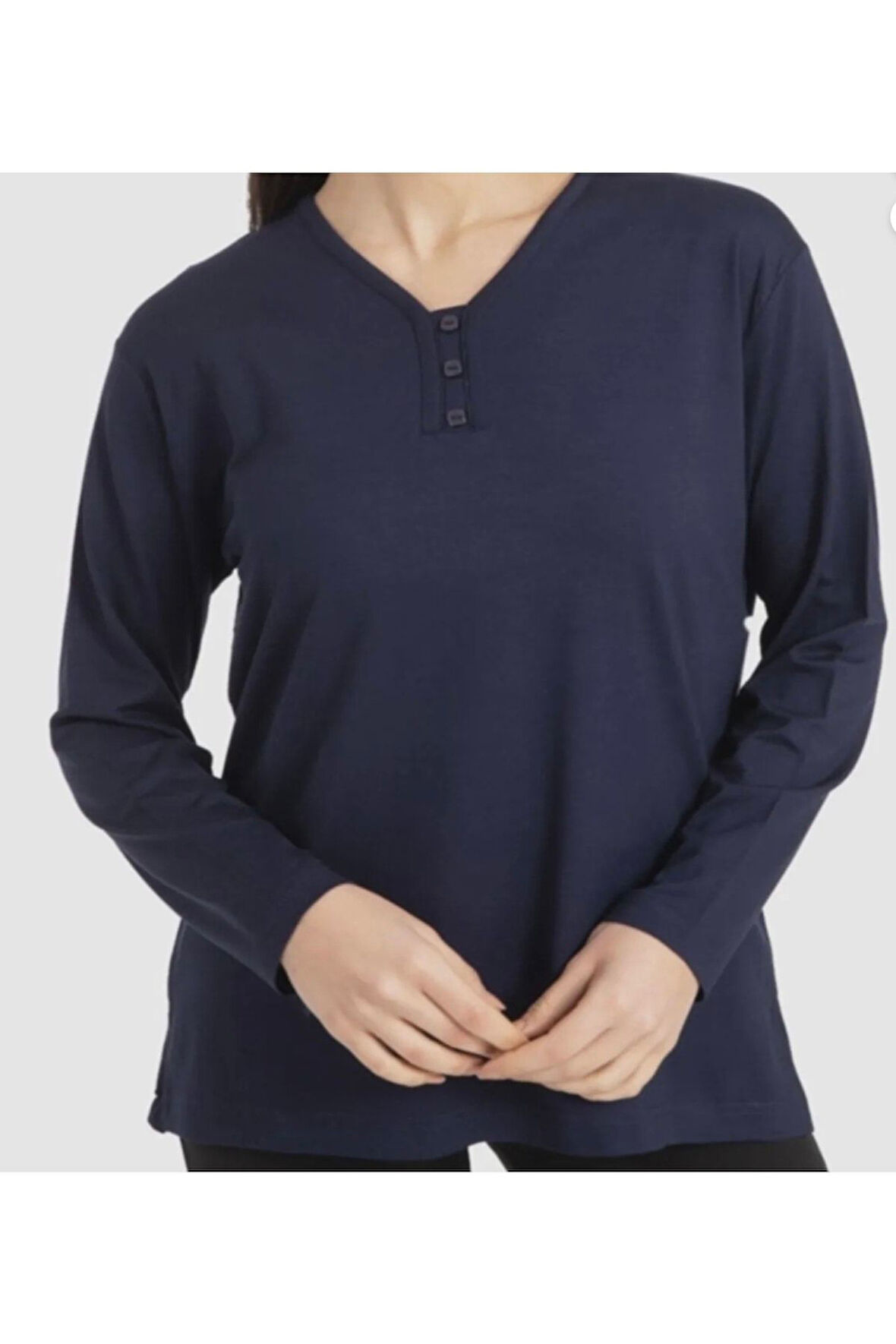 Likralı Turlu Viskon V Yaka Anne Penye Bluz