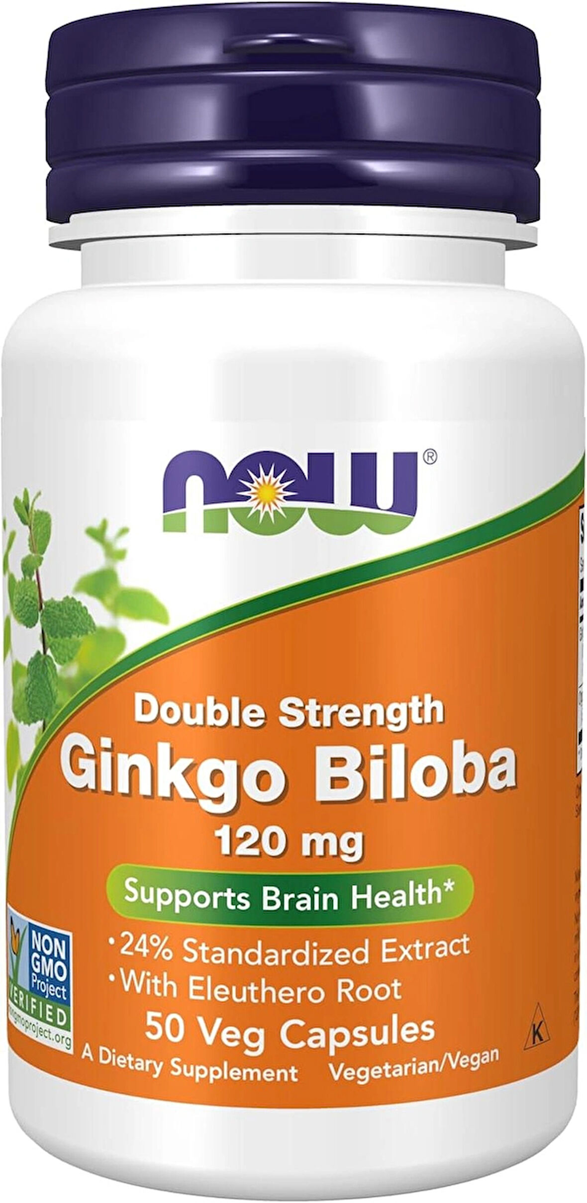 NOW Foods Supplements, Ginkgo Biloba Supports Brain Health 120 mg Double Strength 50 Veg Caps