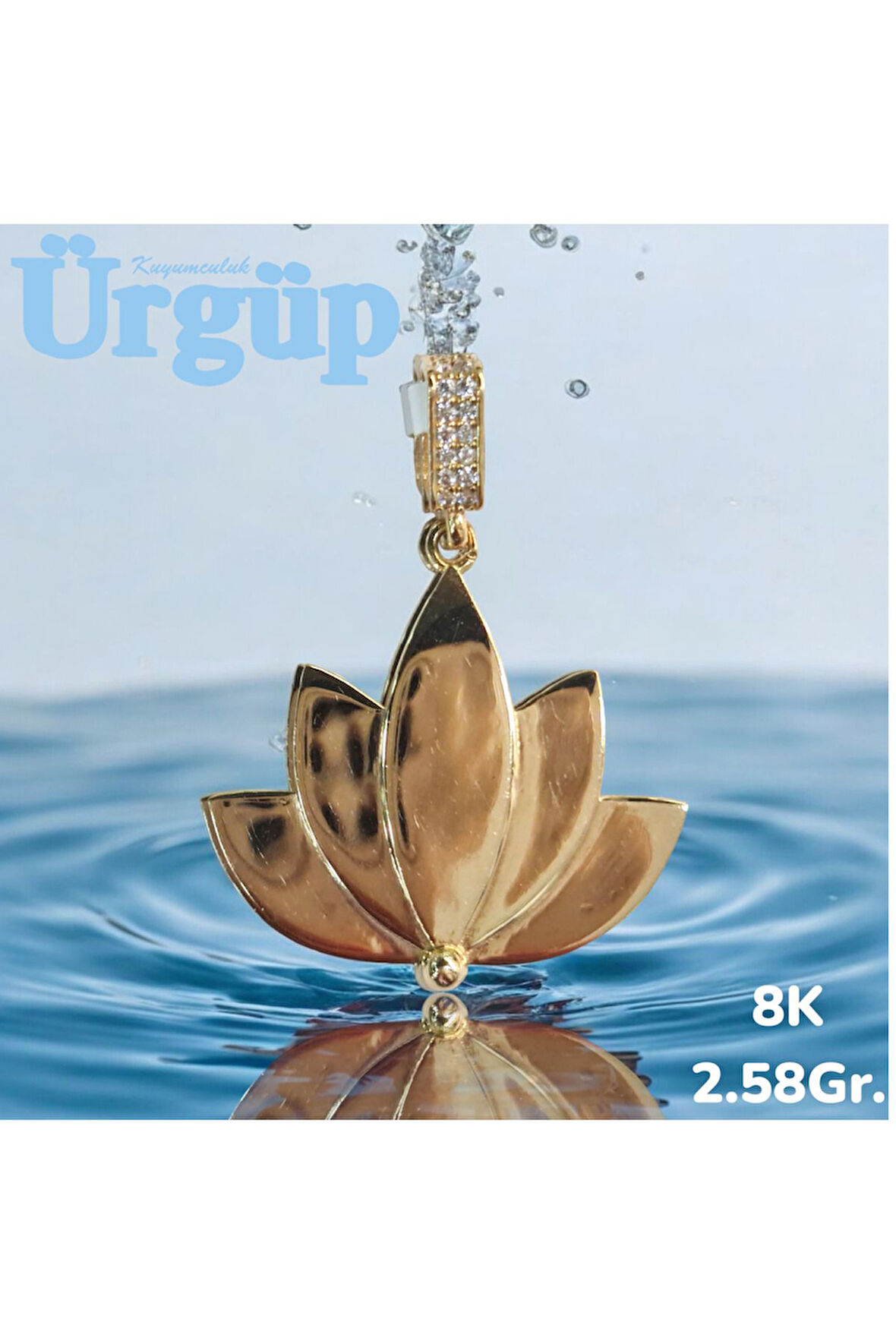 8Ayar 2.58 Gr. Altın Lotus Kolye Ucu