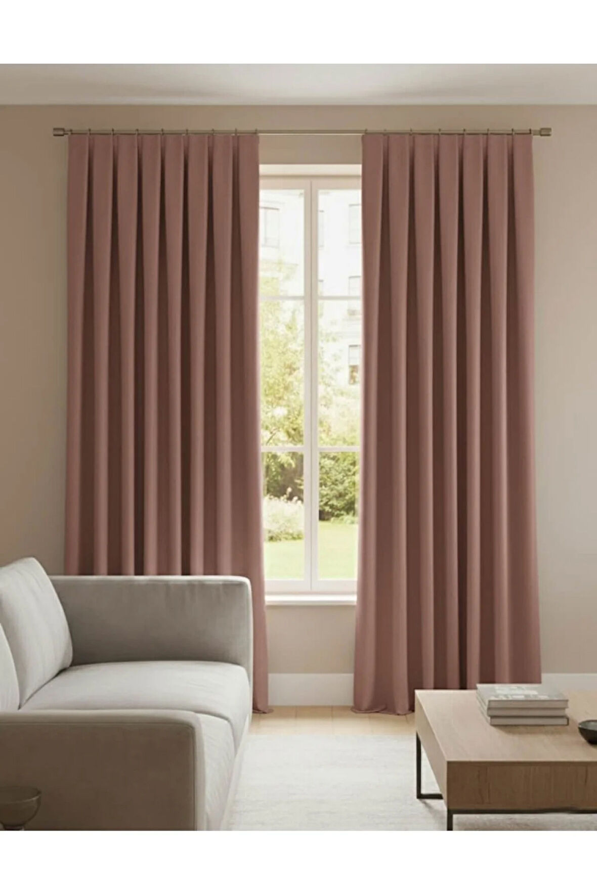 Narden Model Gülkurusu Koyu Sade Soft Fon Perde 1x3 Sık Pile - Şık ve Modern Tasarım