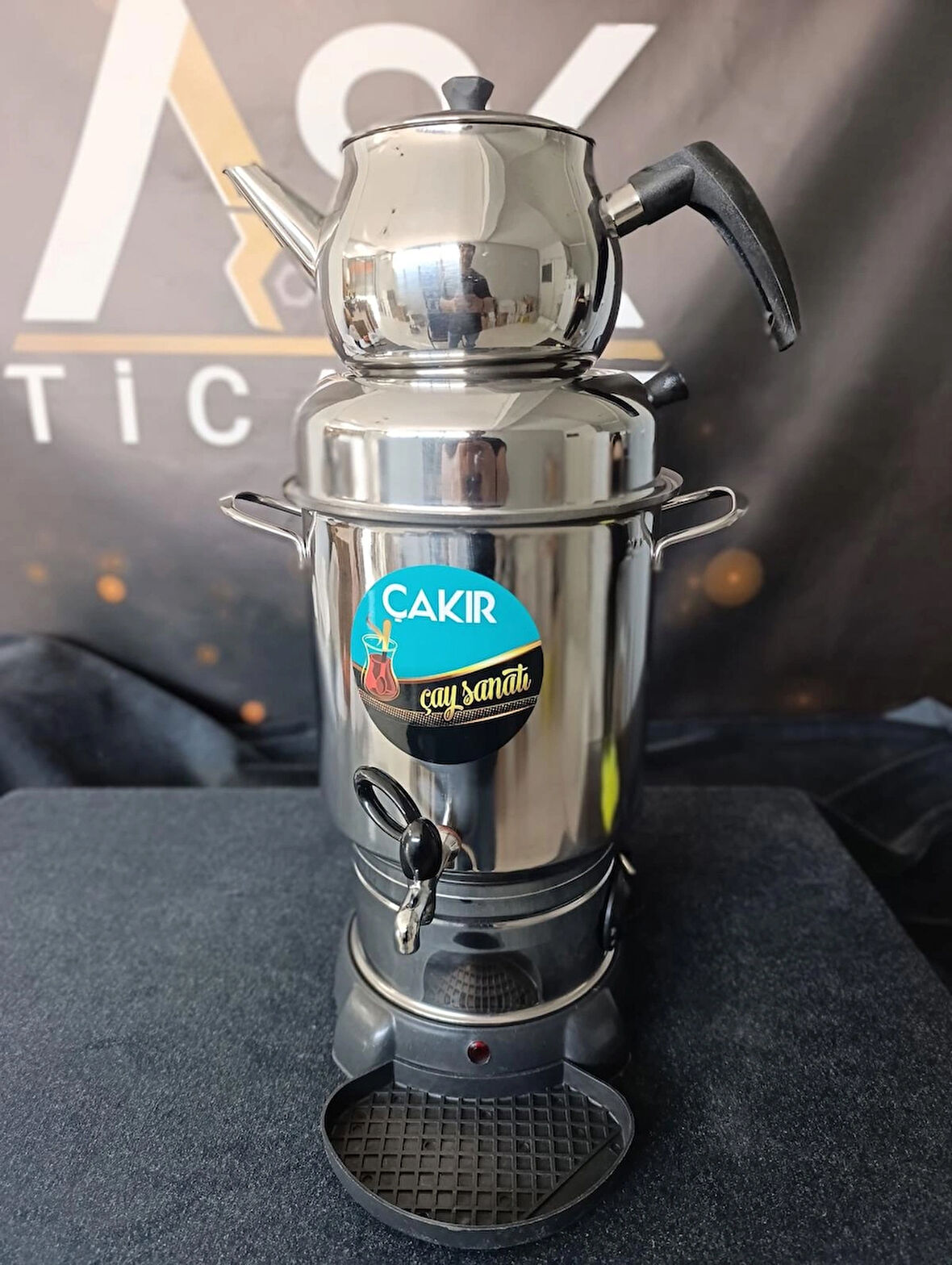 Elektrıklı Semaver 60 bardak 6 Lt Metal musluklu Narın krom