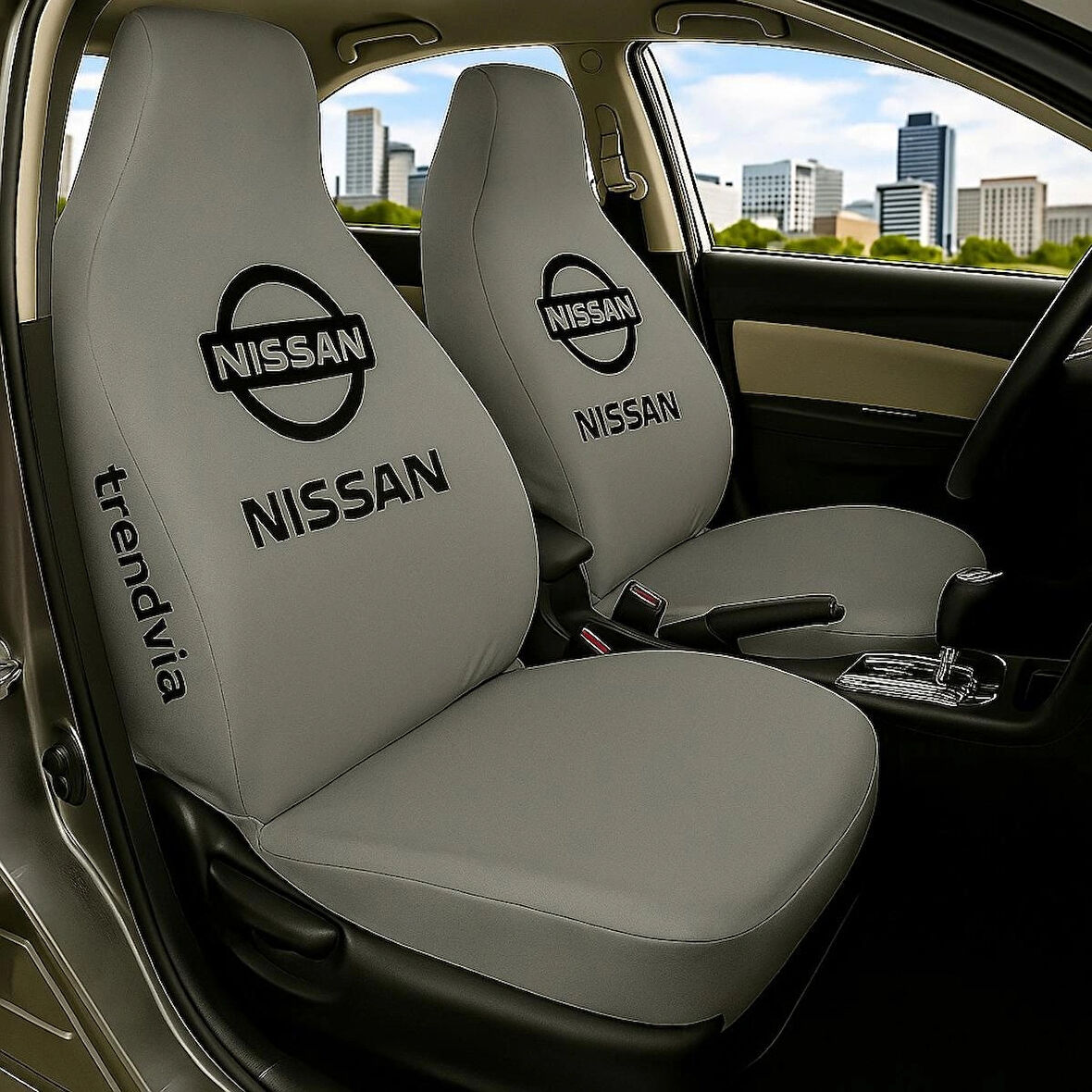 Nissan Uyumlu Oto Koltuk Kılıfı Seti - Penye Kumaş Ön ve Arka Koltuk Koruyucu
