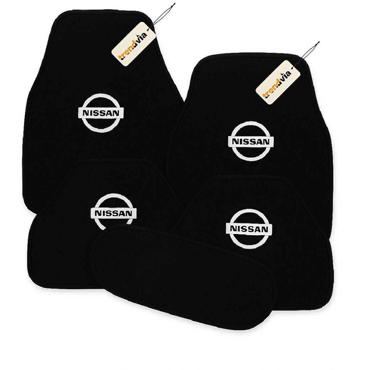 Siyah Renk Nissan Logolu Araca Özel Halı Paspas Seti – 5 Parça, Kaymaz, Dayanıklı, Kolay Temizlik