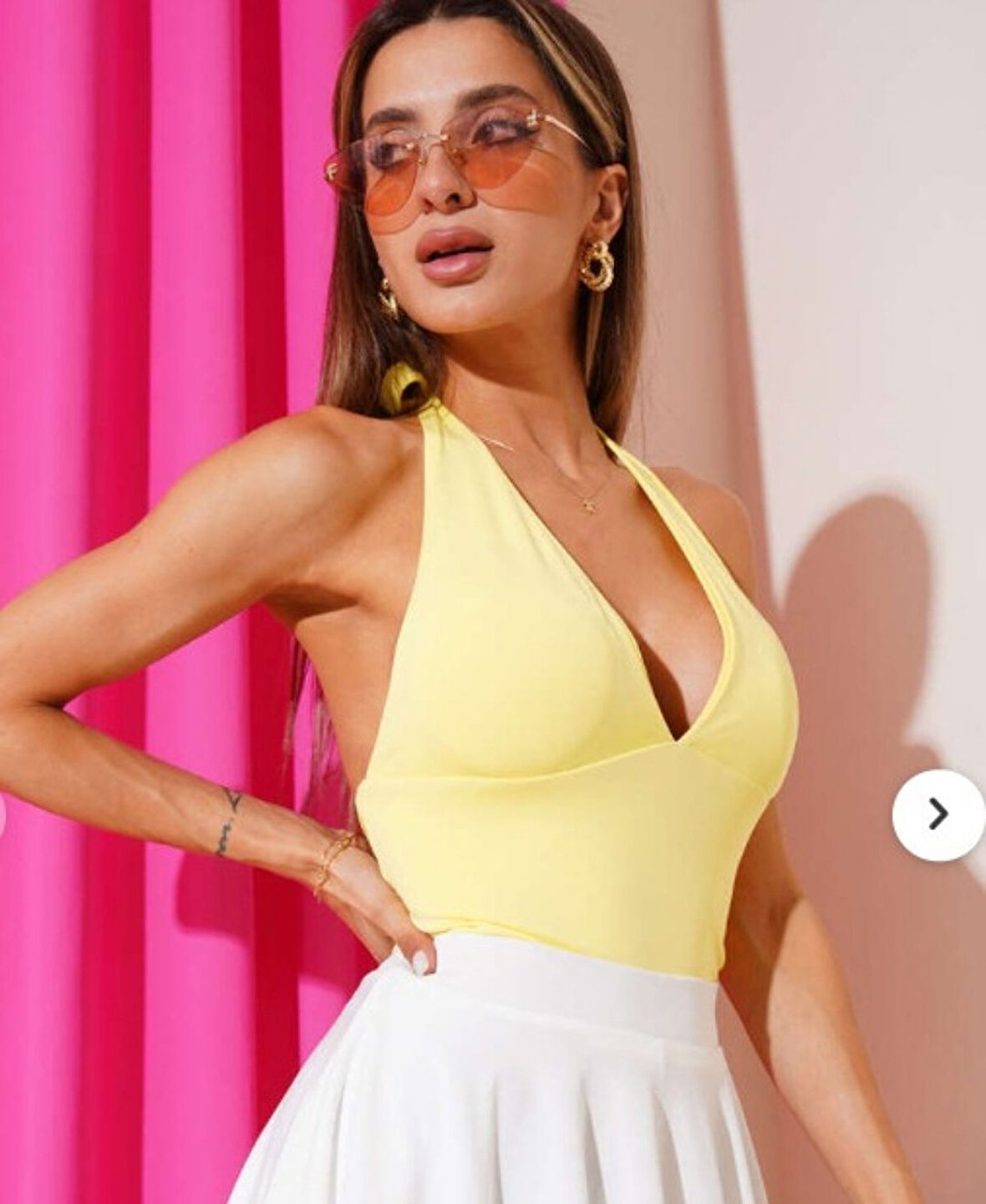 Intive V Yaka Çıkarılabilir Padli Boyundan Bağlamalı Croptop/Büstiyer