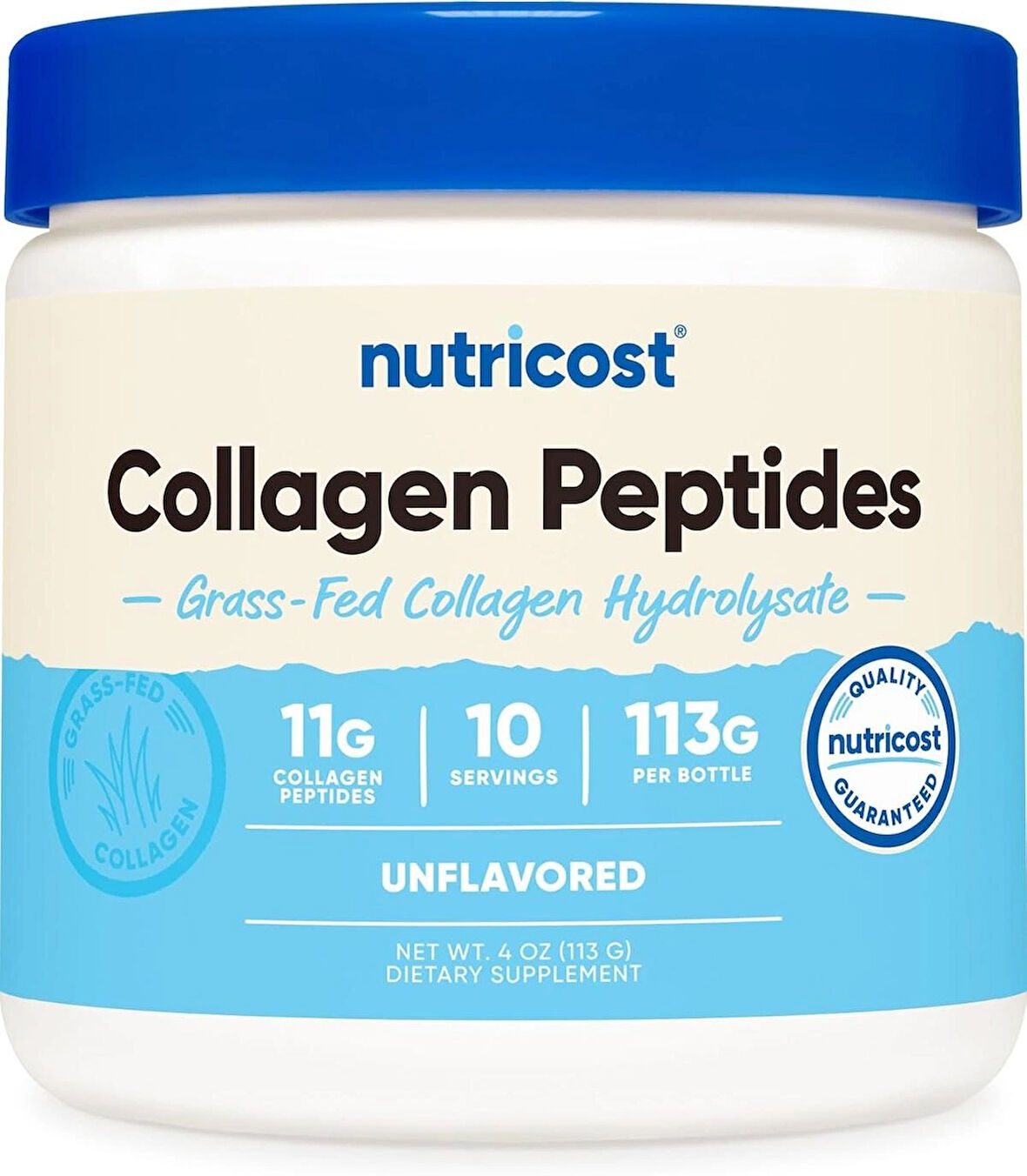 Nutricost Grass-Fed Collagen(Kolajen) Powder 4 oz (Unflavored) - Gluten Free and Non-GMO