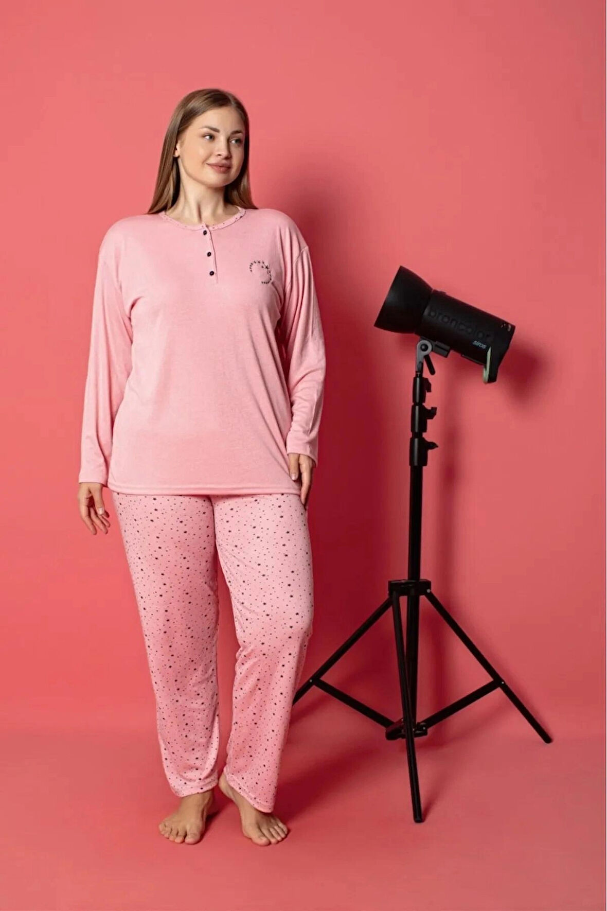 Lukitus Bambu Pamuk Büyük Beden Battal Kadın Pijama Takımı