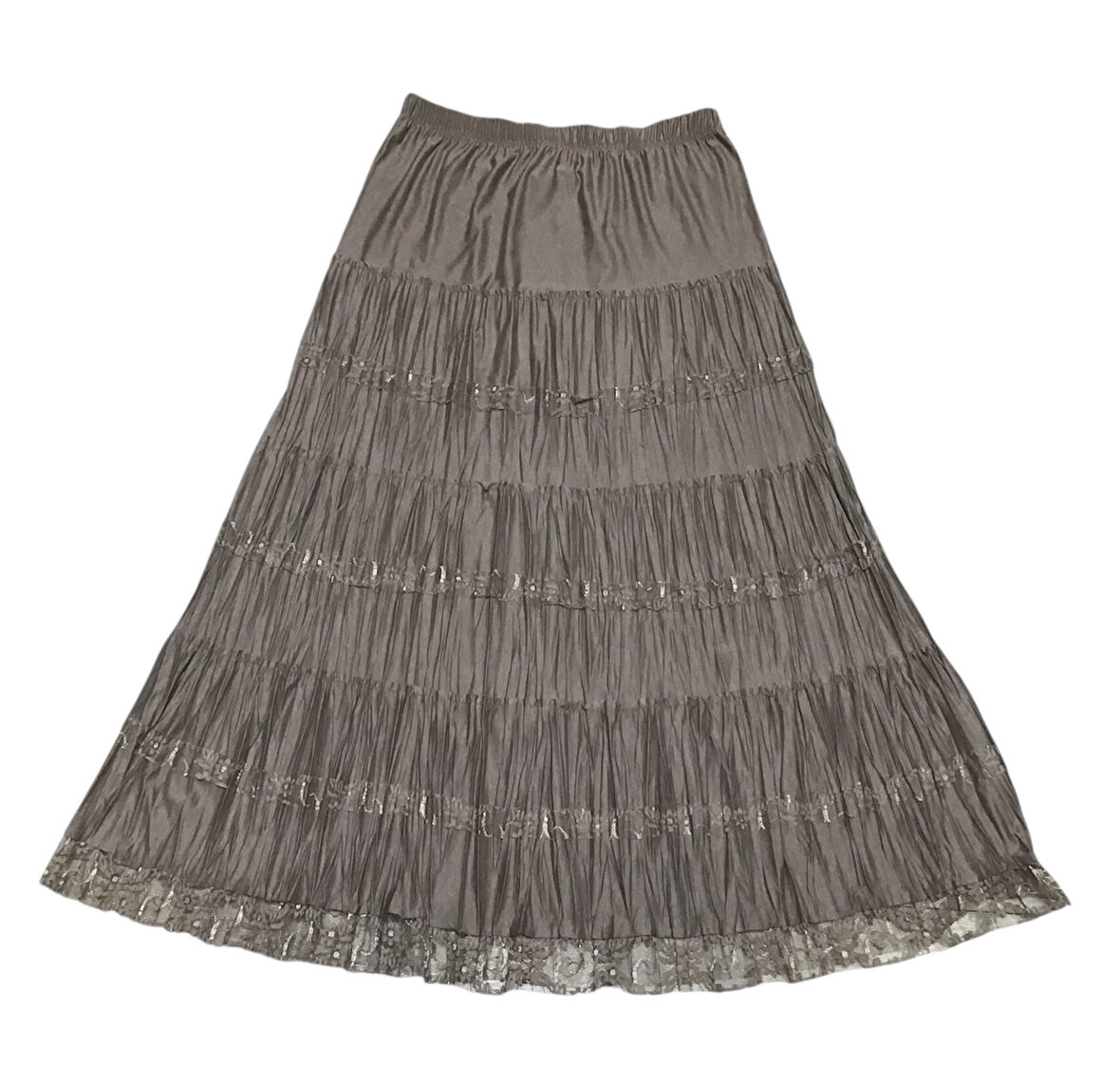 KADIN BELİ LASTİKLİ KATLI ÇİNGENE ETEK