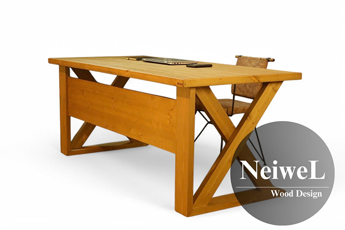 Neiwel Ares Doğal Ahşap Çalışma ve Ofis Masası-80cm-220cm