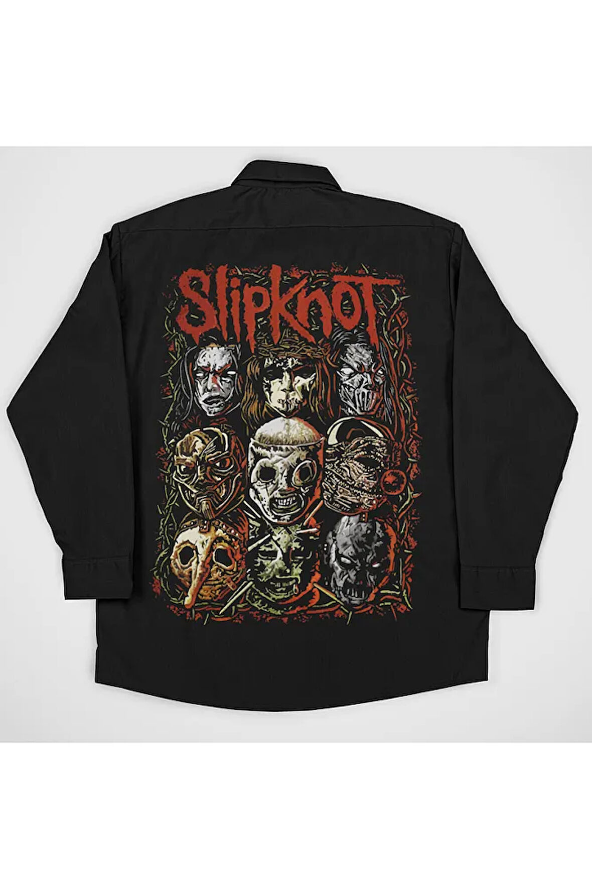 Slipknot Müzik Grubu Baskılı Unisex Rock Metal Cepli Gömlek