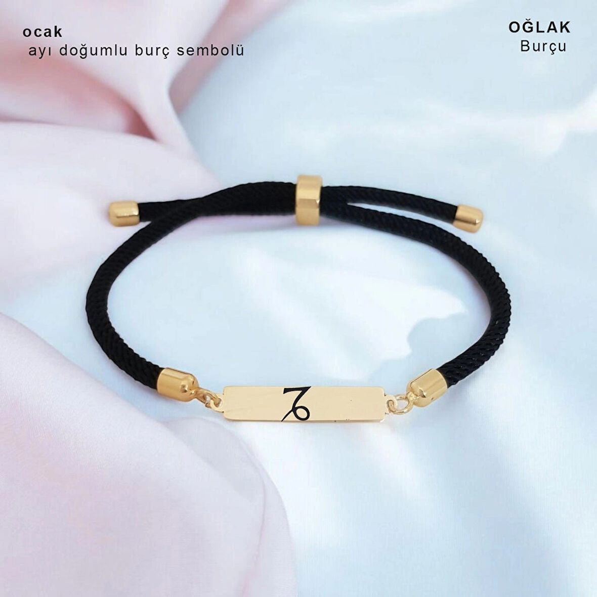 Güçlü Başlangıçların Temsili Olan Siyah Örgülü Dikdörtgen Motifli 14 Ayar Altın Plakalı Ocak Bilekliği