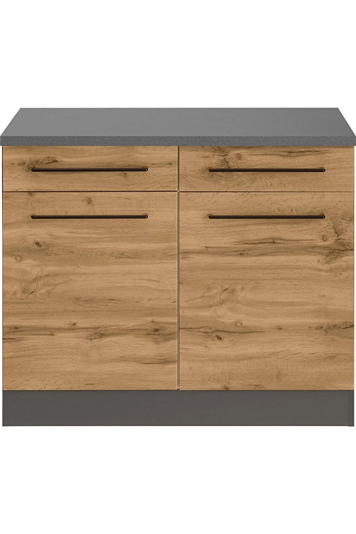 Odin Mutfak Çekmeceli Alt Modül - Dolap 120 Cm Antrasit-meşe/ Tezgah Dahil