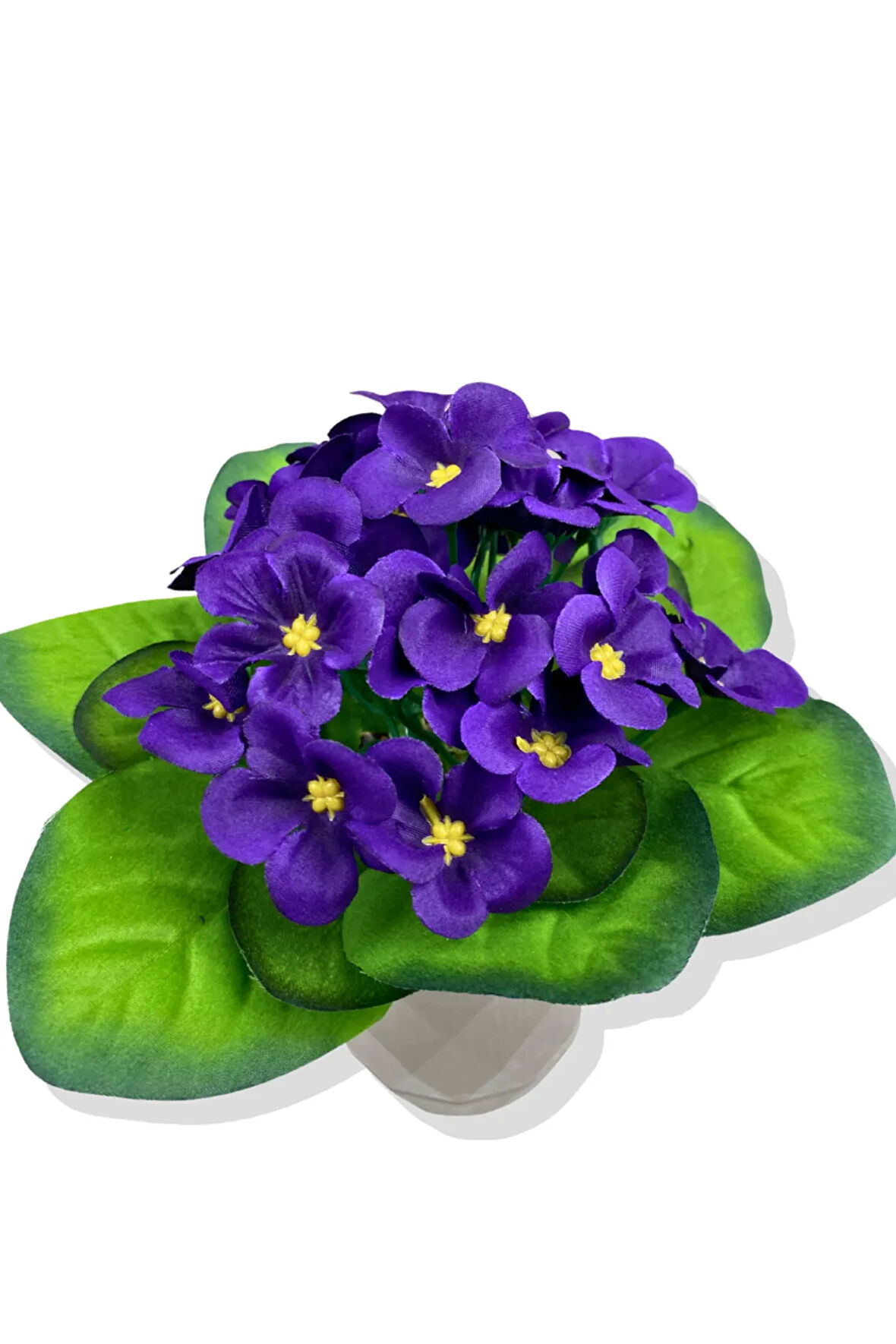 Yapay Mini Saksıda Koyu Mor Menekşe 20 Cm Kahverengi Saksı