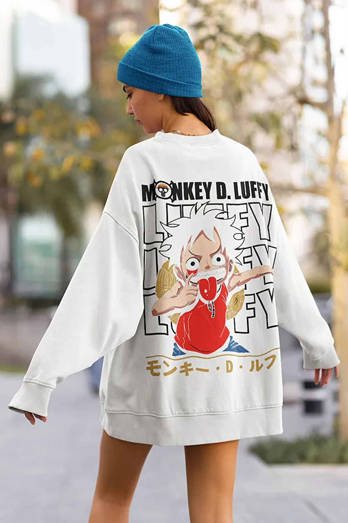 Monkey D. Luffy Baskılı Unisex Oversize Anime Karakter Dizi Sweatshirt